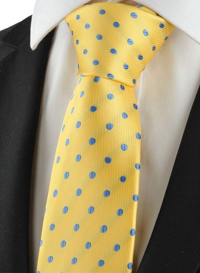 KissTies Yellow Blue Polka Dot Tie Mens Necktie Wedding Ties + Gift Box - Image 5